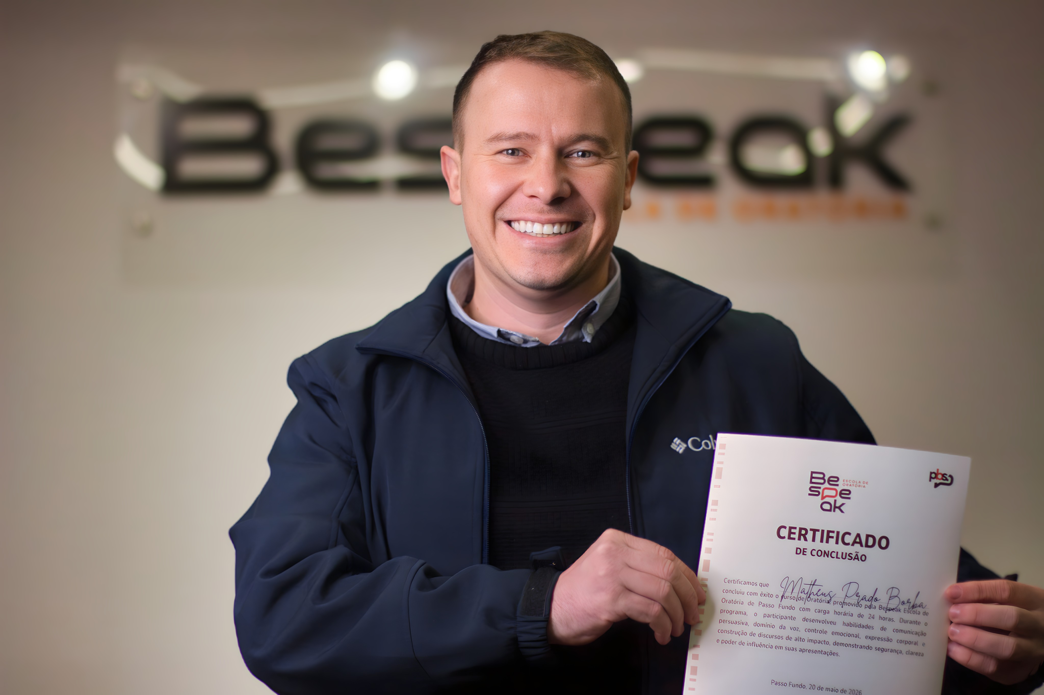 Certificado do curso de oratória Bespeak